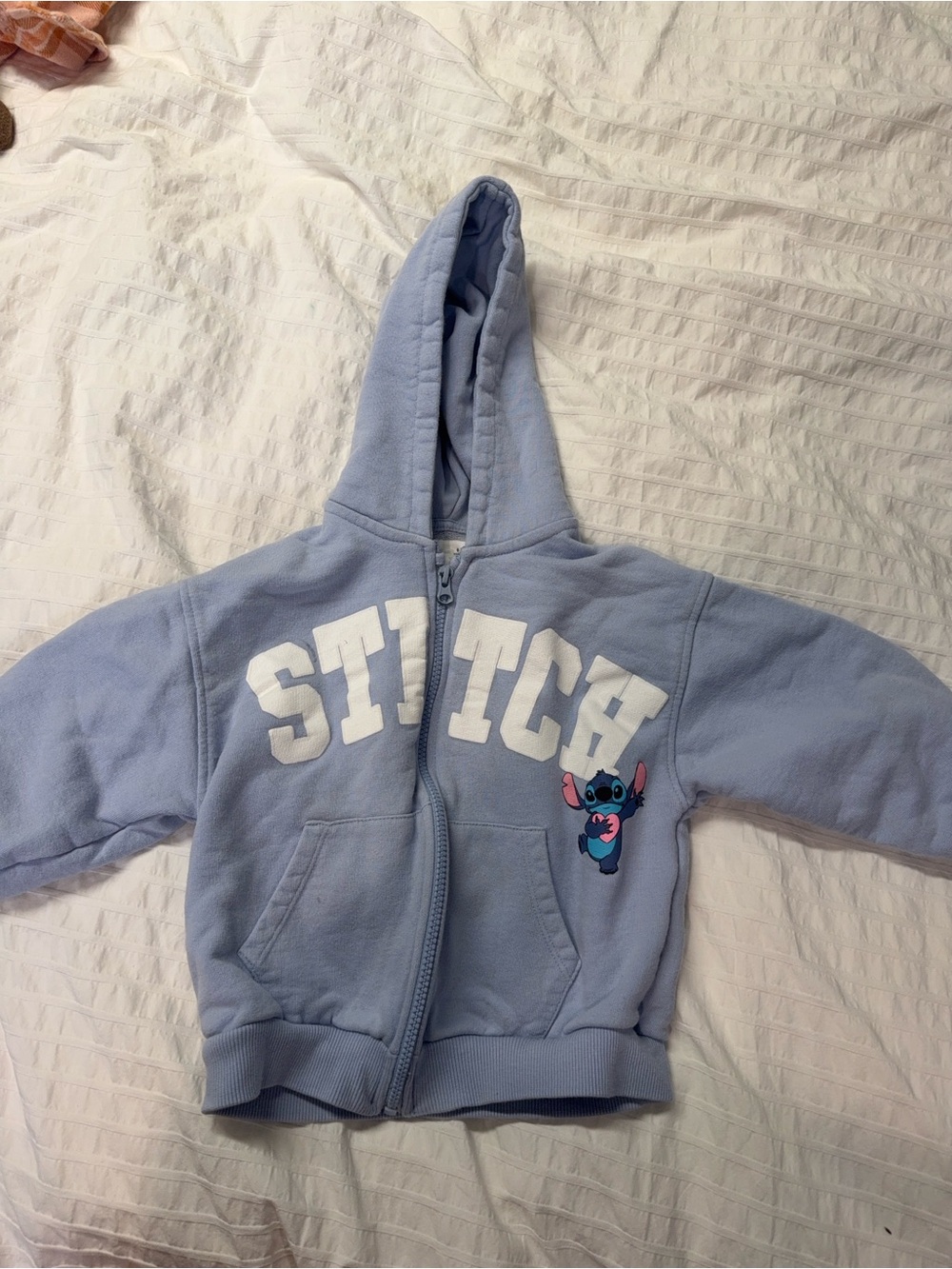 Blue Zara Zip Up Hoodie with Stitch Graphic